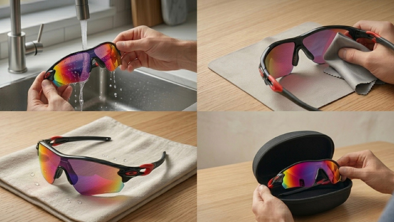 OAKLEYのサングラスをお手入れしている画像