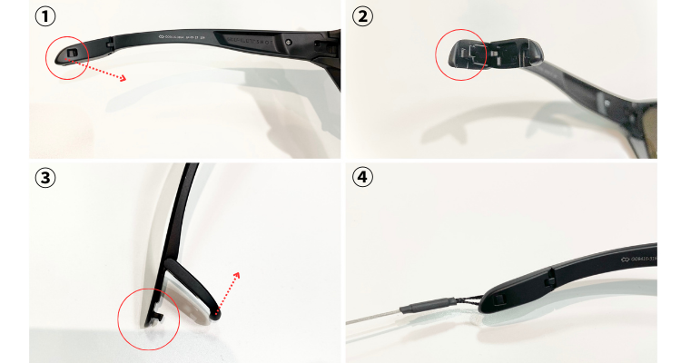 OAKLEYのSplit Shotにリーシュコードを取り付ける