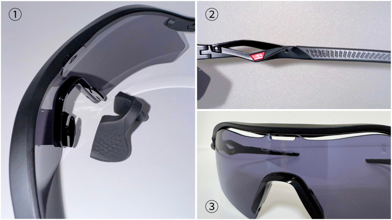 OAKLEYのRadar Plateの各パーツ部の拡大写真