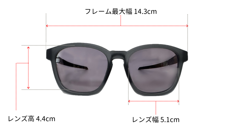 OAKLEY Shackleを正面から見て、大きさを表した画像